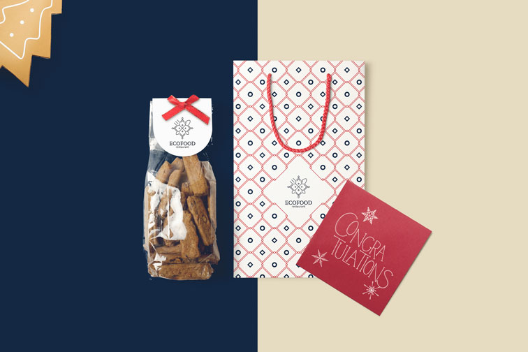 Food Package with a Paper Bag and a Card