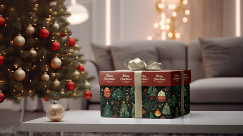 Festive Box With a Christmas Tree