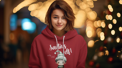 Girl Wearing a Hoodie Half View