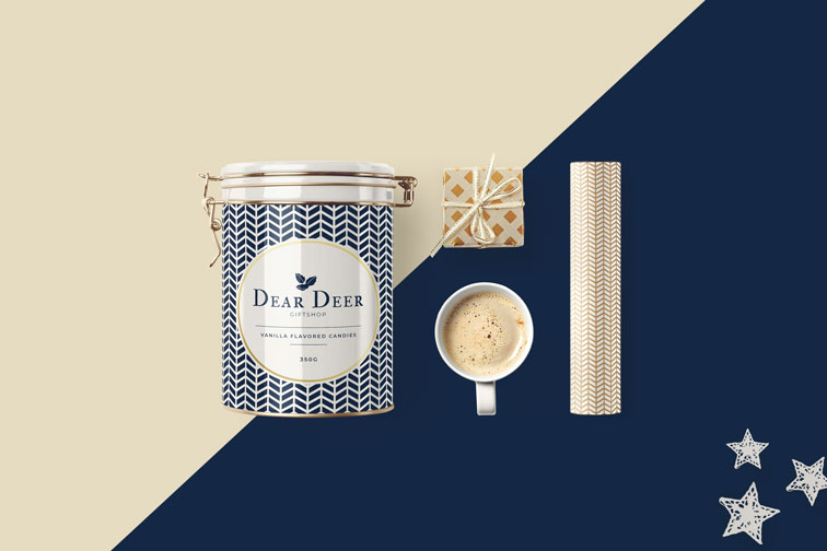 Canister with a Coffee Cup and a Gift