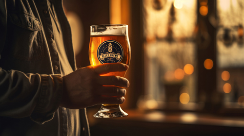 Мужчина держит пивной бокал