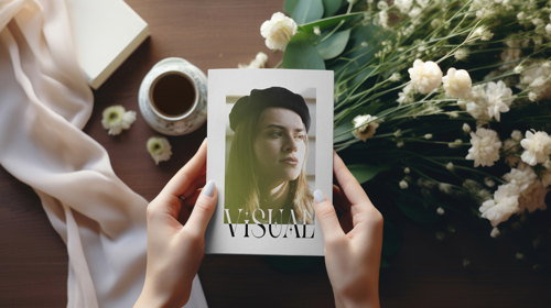 Revista sobre un fondo floral