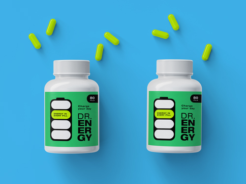 Two Pill Bottles Top View