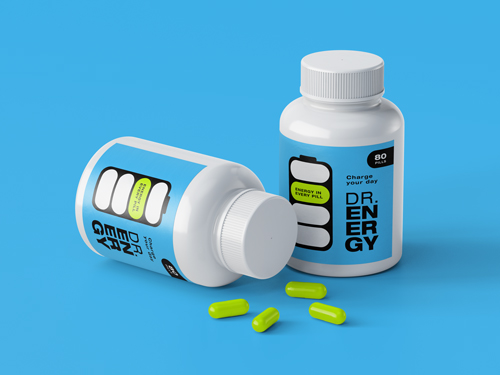 Pill Bottles, One Rolled Down