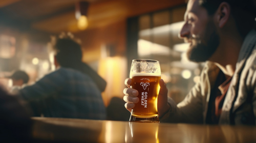 Бокал пива на размытом фоне