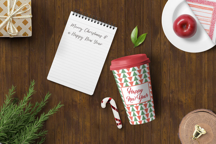 Christmas Disposable Cup and a Notepad