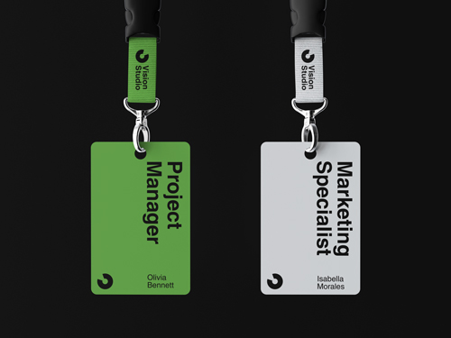 Badges suspendus à une lanière