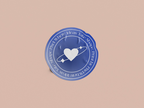 Круглый стикер, вид спереди