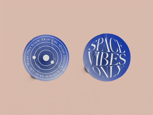 Круглые стикеры, вид спереди