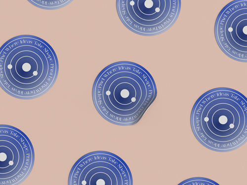 Коллекция стикеров, вид сверху