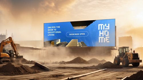 Werbetafel auf einer Baustelle
