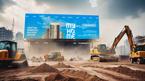 Plakatwand in einer Staubwolke