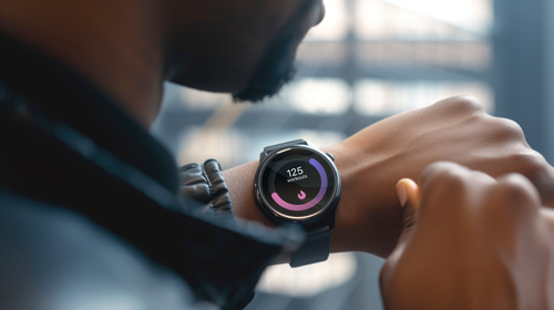 Man Looking at His Smart Watch