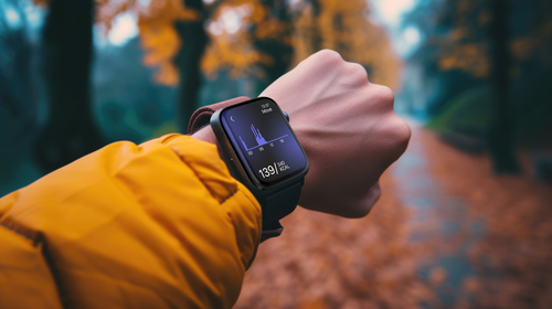 Smart Watch in a Fall Park Setting