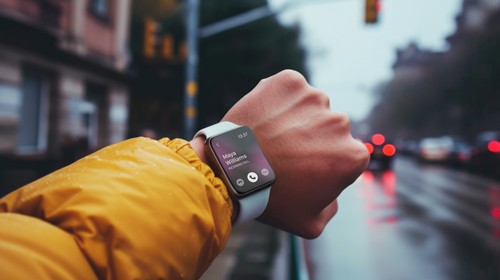 Smart Watch Shot on a Rainy Day