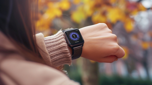 Woman Checking Her Watch in a Park