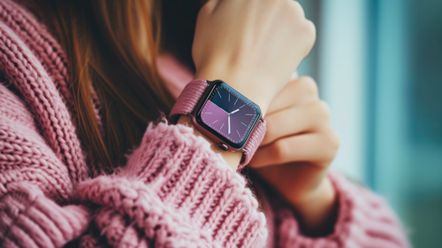 Woman Putting on Her Smart Watch