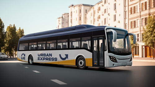 حافلة متوقفة في شارع مزدحم