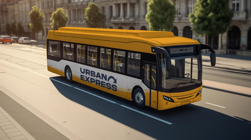 نظرة علوية لحافلة في الشارع