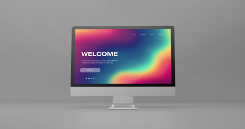 iMac on a Gray Surface Front View