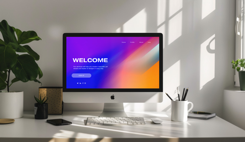 iMac on an Office Desk Front View