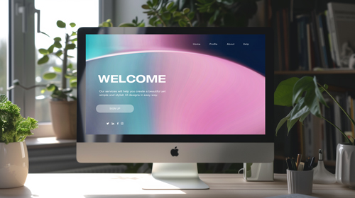 iMac Frontal View on Office Desk