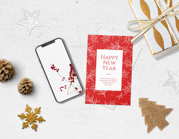 スマートフォンとグリーティングカード