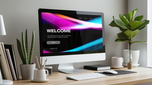 iMac on a Desk Left-Side View