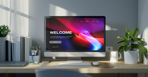 iMac with Office Supplies Front View