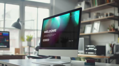 iMac on a Blurred Office Background