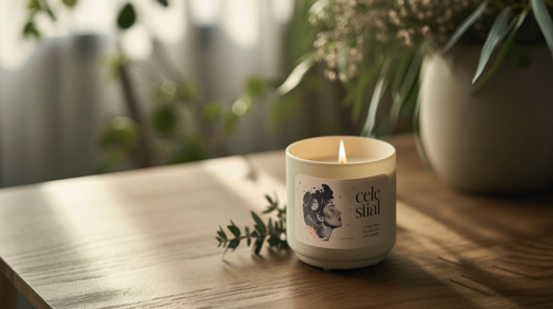 Ceramic Candle Within Home Interior Scene