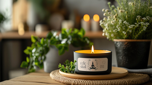 Ceramic Candle with Various Plant Pots