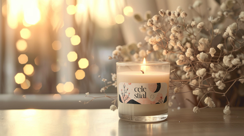 Candle Jar Next to Dry Flower Decorations