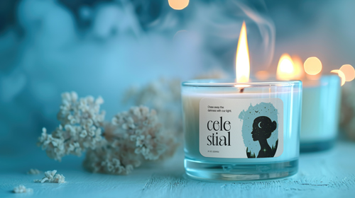 Glass Candle Next to Dry Floral Decorations