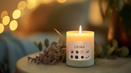 Candle Jar on a Blurred Floral Background