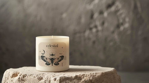 Ceramic Candle Jar on a Stone Background