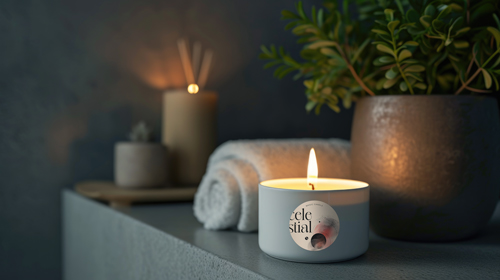 Ceramic Candle Jar Amidst the Spa Ambiance
