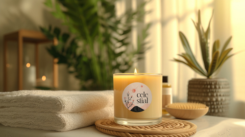 Scented Glass Candle with Spa Essentials