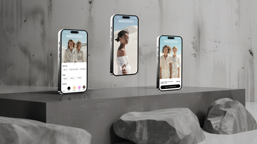 Apps on 3 iPhone 15 Pro Screens on a Stone