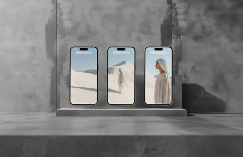 Apps on 3 iPhone 15 Pro Screens Front View