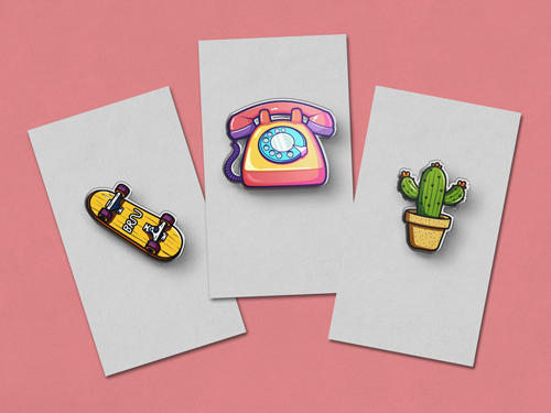 3 Button Pins on Paper Sheets