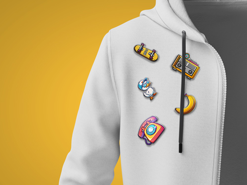 5 Button Pins on a Hooded Jacket