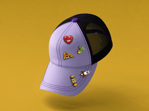 5 Button Pins on a Cap Top View