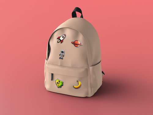 5 Button Pins on a Backpack Side View