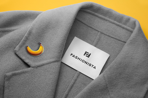 1 Button Pin on a Coat Zoomed View