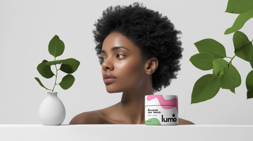 Femme avec un flacon de cosmétique