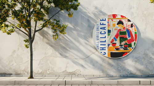 Circular Signage on a Street Wall