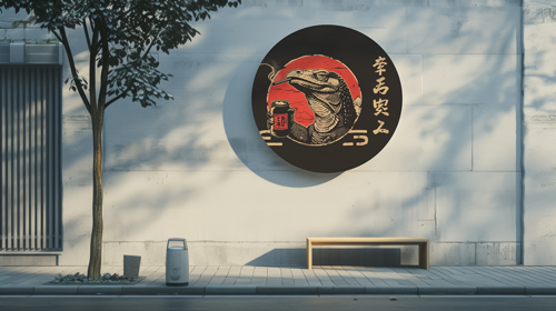 Circular Sign Mounted on a Street Wall