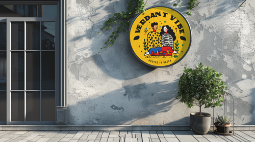 Circular Sign Mounted on an Office Wall