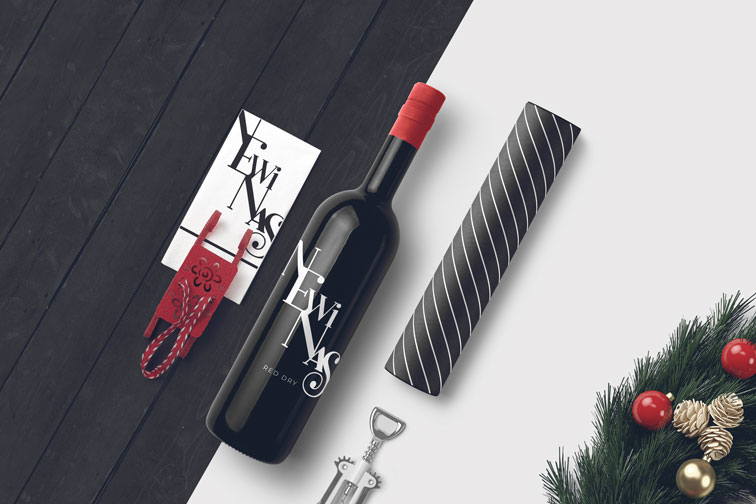 Wine Bottle and a Paper Tube
